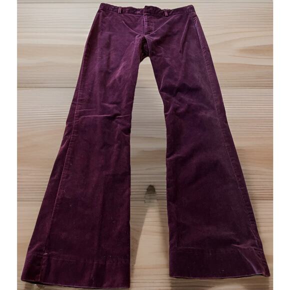 Y2K Burgundy Crushed Velvet Pants 5 RAMPAGE Corduroy Bootcut Office Siren Glam - Picture 1 of 16
